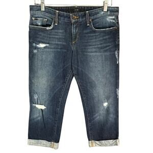 Joes Cropped Ex Lover Jeans Womens 26 Blue Gemma Wash Distressed Denim Boyfriend